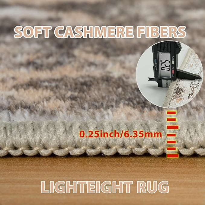 4x6 Area Rugs for Living Room Washable Bedroom Dining Room Brown Beige | Modern - Image 6