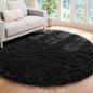 Black Round Area Rug 4ft, Soft Bedroom Circle Rugs Floor Mats by ONASAR