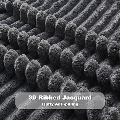 NEWCOSPLAY Fleece Ribbed Cozy Queen Blanket - Image 5