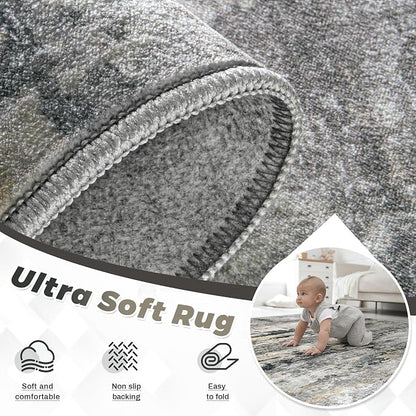 pmtsns Area Rugs 5x7 for Living Room: Washable Rug Modern Abstract Neutral Soft - Image 4