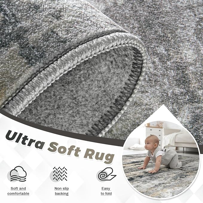 pmtsns Area Rugs 10x14 Living Room: Washable Rug Modern Abstract Neutral Soft - Image 4