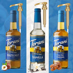 Coffee and Tea Syrup Variety Pack - Sugar Free Vanilla, Salted Caramel & Hazelnut Syrups for Coffee with 3 Jimoco Syrup Pump Dispenser Compatible with 25.4 Ounces