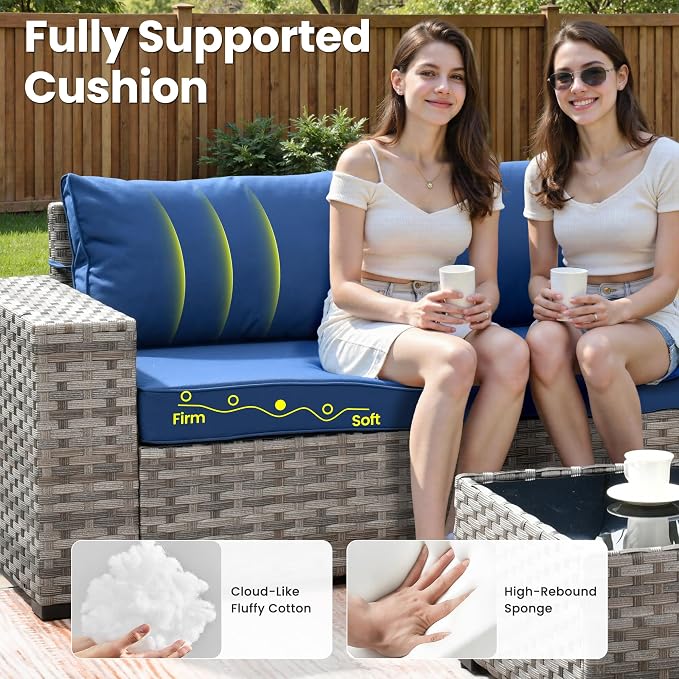 ovios 13 Pieces Patio Furniture Set, Outdoor Wicker Sectional Sofa - Image 6