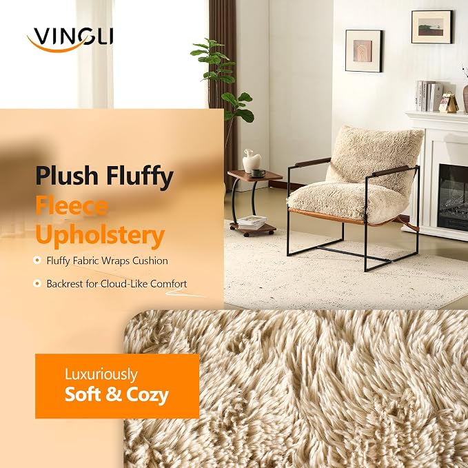 VINGLI 28" Wide Plush Upholstery Sling Modern Accent Chairs Set of 2, Cute - Image 3