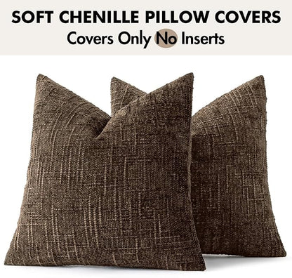 MIULEE Chenille Textured Throw Pillow Covers Reddish Brown 18x18 Set of 2 | - Image 7