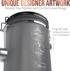 Large Coffee Canister – Airtight Stainless Steel Storage Container with Date Tracker & Scoop, Sealed Jar for Grounds, Beans, Tea, Flour, Cereal, and Sugar (Gray Home, 38OZ)