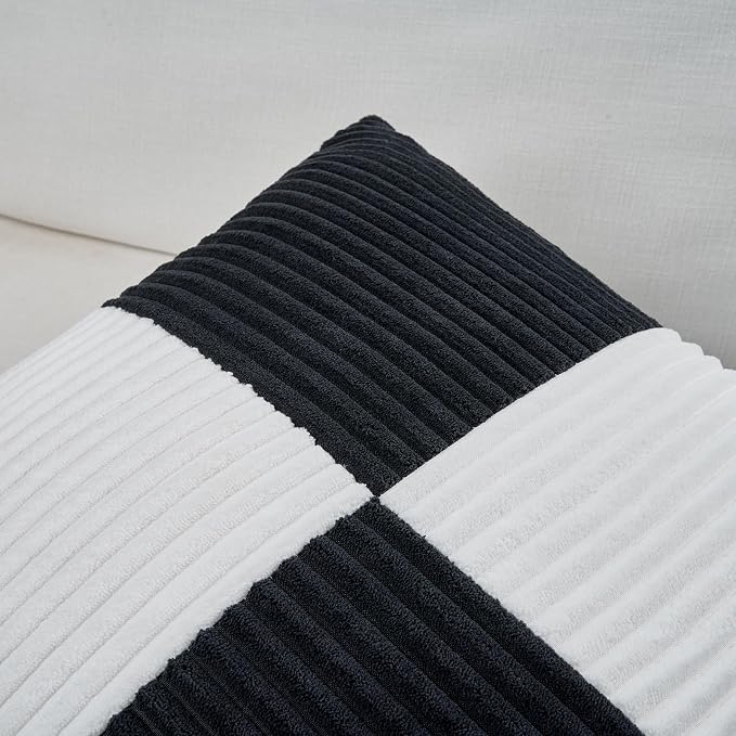 Fancy Homi Set of 2 Black White Decorative Throw Pillow Covers 18x18 Inch - Image 3