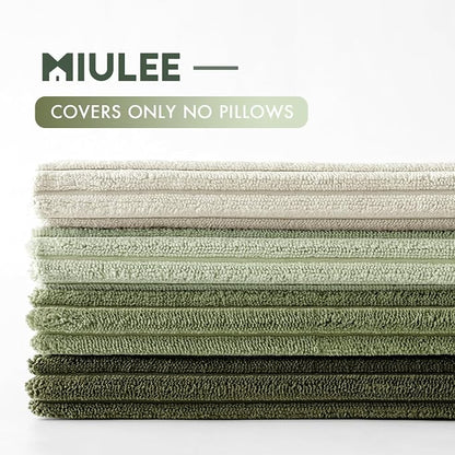 MIULEE Soft Corduroy Decorative Throw Pillow Covers Light Green 24x24 | Set of 4 - Image 4
