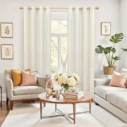 YoungsTex 72 Inch Length Natural Linen Curtains - Image 2