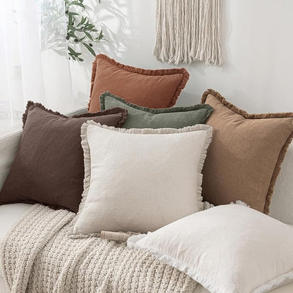 MIULEE Linen Decorative Fall Euro Throw Pillow Covers Dark Brown 26x26 | Set of - Image 5