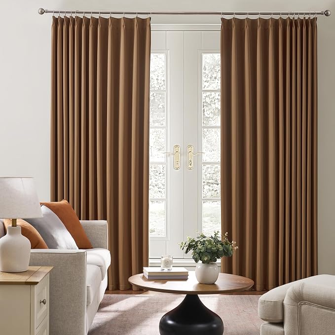Cappuccino Brown Mocha Curtains 40x96 Inches Long 2 Panels Set, Pinch Pleated - Image 4
