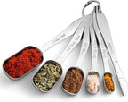 Spring Chef Stainless Steel Measuring Spoons Set of 6 with Leveler, Rectangular Metal Teaspoon & Tablespoon Measuring Spoons for Dry & Liquid Ingredients - Nesting Kitchen Gadgets For Baking & Cooking