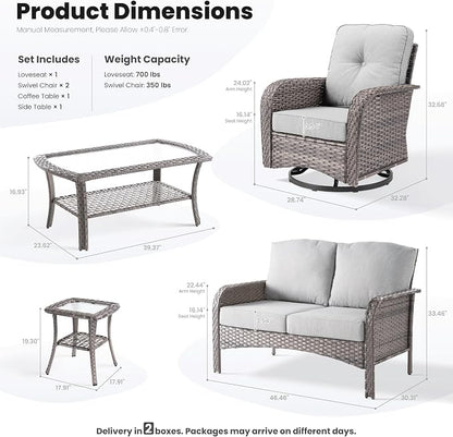 ovios 5-Piece Patio Furniture Set, Outdoor Wicker Sofa - Image 9