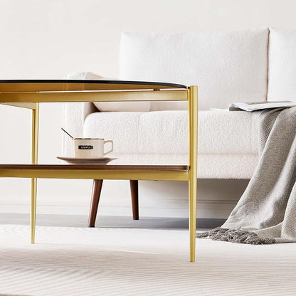 LumFurn Oval Glass Coffee Table, Mid-Century Modern Design, L43 x W22 x H17 inch - Image 6