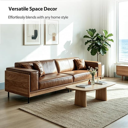 Mid-Century Modern Leather Sofa 111.81" - Image 8