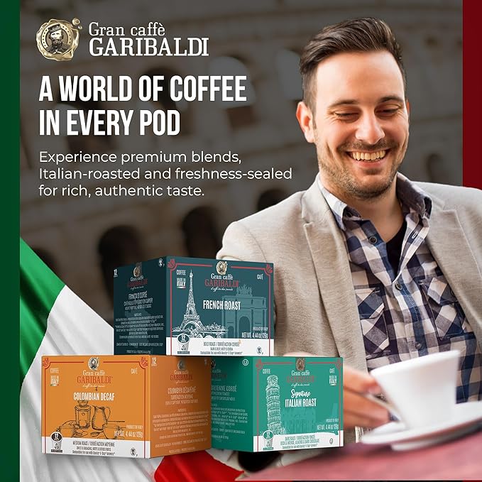 Caffè Garibaldi Breakfast Blend Coffee Pods, Single-Serve Capsules for Keurig K-Cup Brewers, Single Serve Cups with 100% Arabica Blend, 12 Count Recyclable Coffee Pods - Light Roast