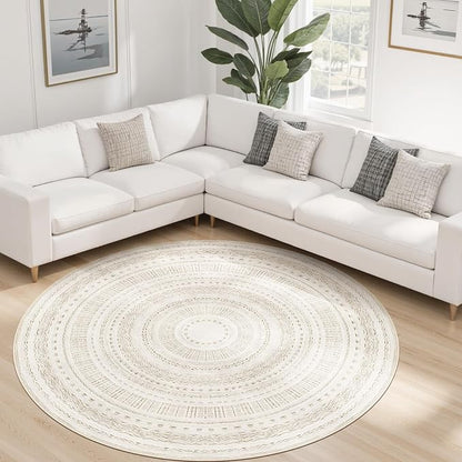 cotiled 6x6 Round Rug 6ft Circle Living Room Boho Area Rugs | Washable Foldable - Image 8