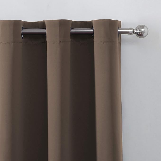 Blackout Curtains 52 x 45 inch/Chocolate Brown Curtains Set of 2 Panels/Thermal - Image 6