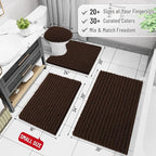 Arotive Luxury Chenille Bathroom Rug Mat, Extra Soft Thick Absorbent Shaggy Bath Rugs, Non-Slip Machine Wash Dry, Plush Bath Mats for Bathroom, Shower and Tub, 36x24, Brown