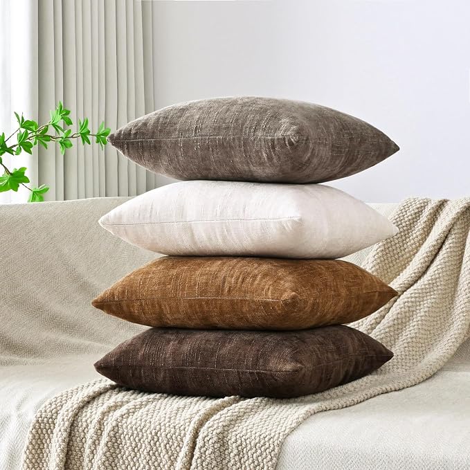 Set of 4 Soft Textured Decorative Throw Pillow Covers 22x22 Inch Cozy Farmhouse - Image 3