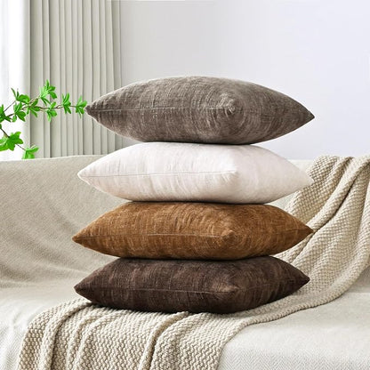 Set of 4 Soft Textured Decorative Throw Pillow Covers 22x22 Inch Cozy Farmhouse - Image 3
