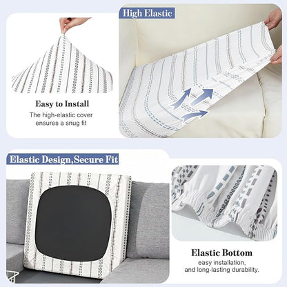 8Pcs Patio Cushion Covers Stretch Outdoor Furniture Protector Slipcovers | - Image 5