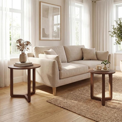 Tangkula Round Nesting Coffee Table Set of 2, Farmhouse End Tables - Image 4