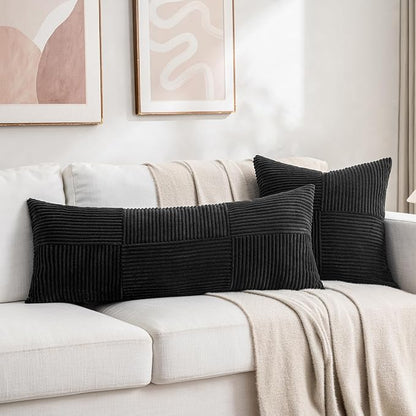 Fancy Homi 2 Packs Black Decorative Throw Pillow Covers 16x16 Inch - Image 5