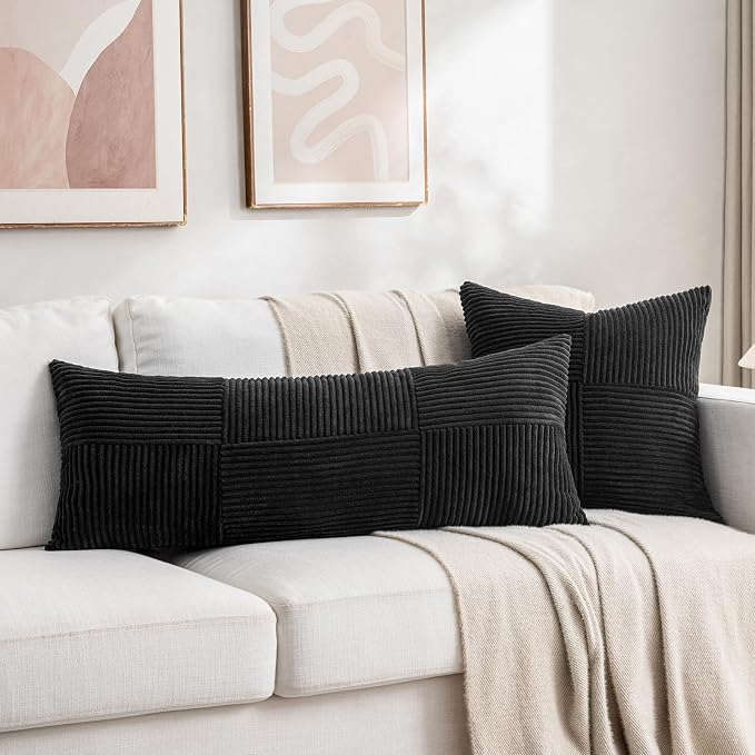 Fancy Homi 2 Packs Black Decorative Throw Pillow Covers 20x20 Inch - Image 6