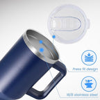 DOMICARE 40 oz Tumbler with Handle and Straw, Stainless Steel Tumbler with Lid and Straw, Reusable Vacuum Insulated Cup, Travel Coffee Mug, Navy Blue, 4Pack