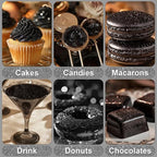 Black Edible Glitter - 5g Food Grade Cake Decorating Shimmering Glitter, Edible Sprinkle Luster Dust for Drinks, Chocolates, Fondant, Strawberries, Cupcakes, Candy, Cookie - Vegan