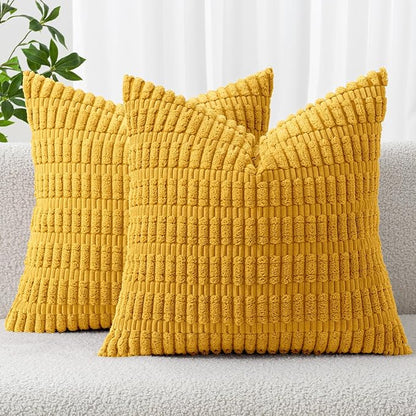 MIULEE Euro Decorative Throw Pillow Covers 26x26 Mustard Yellow Pack of 2 | by MIULEE