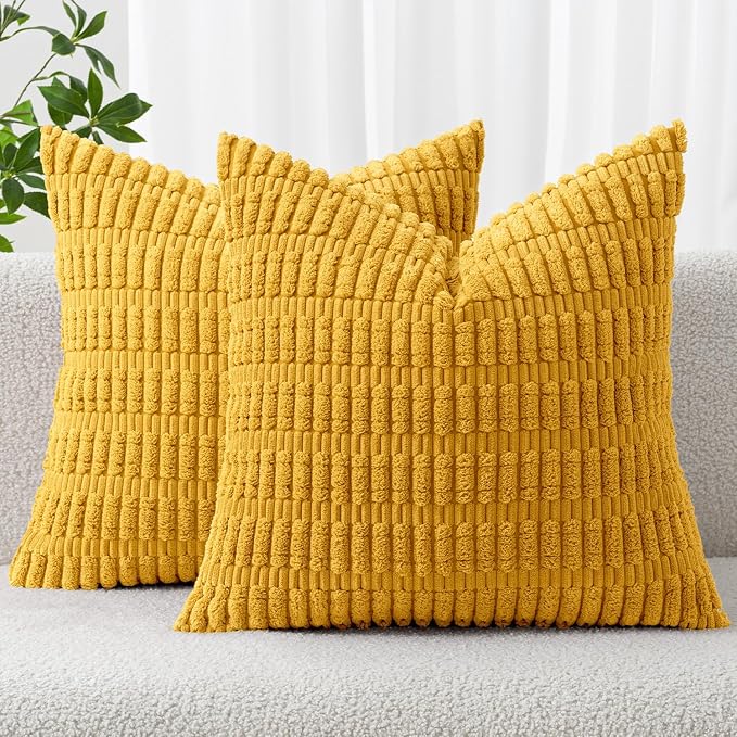 MIULEE Decorative Throw Pillow Covers 16x16 Mustard Yellow Pack of 2 | Soft by MIULEE