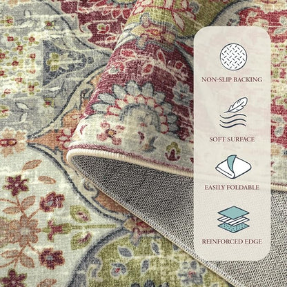 Lahome Moroccan Washable Round Rugs, Non-Slip Soft Round Rug 4ft Ultra-Thin | - Image 7