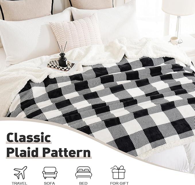 PU MEI Sherpa Fleece Throw Blanket 80" x 90" Reversible Plush Fluffy Large Big - Image 6