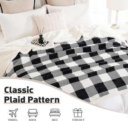 PU MEI Sherpa Fleece Throw Blanket 60" x 80" Reversible Plush Fluffy Large Big - Image 6