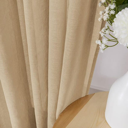 Tollpiz Sheer Curtain Linen Textured Living Room Curtains Sheer Light Filtering - Image 3