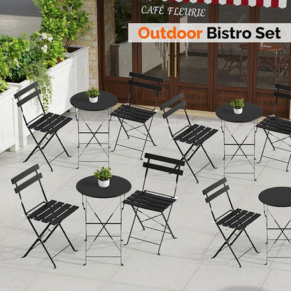 VINGLI Outdoor Folding Bistro Table and Chairs Set of 2, 3-Piece Bistro Set - Image 7