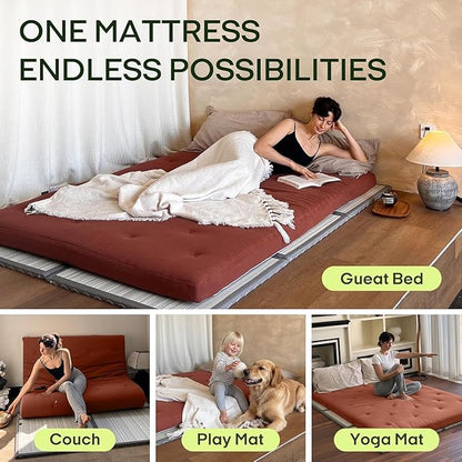 ZonLi Japanese Floor Futon Mattress Full Size 75"x 54", 100% Cotton Cover 4'' - Image 4