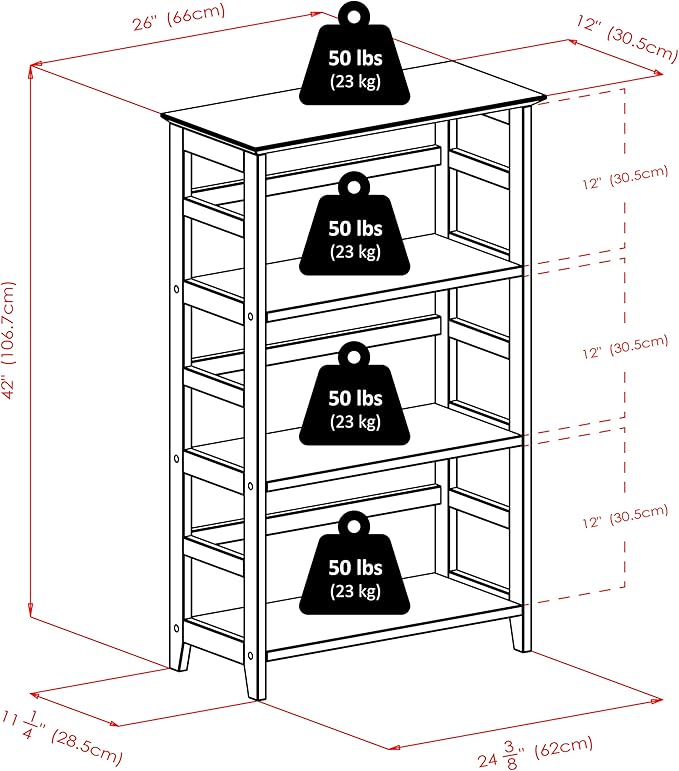 Winsome Studio 3-Tier Bookshelf, Classic Display Bookcase, Functional & Stylish - Image 3