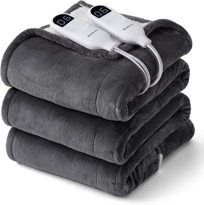 Bedsure Heated Blanket King Size, Dual Control Electric Blanket, Dark Grey | by BEDSURE
