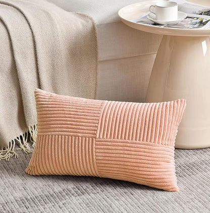Fancy Homi 2 Packs Peach Long Lumbar Decorative Throw Pillow Covers 12x24 Inch - Image 2