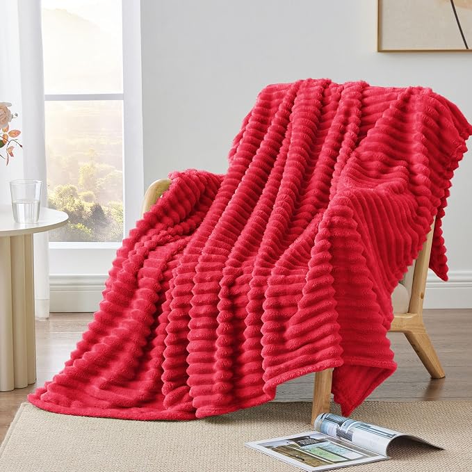 BEDELITE Striped Fleece Throw Blanket, Soft Cozy, Lightweight Warm, by BEDELITE