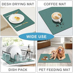 Coffee Dish Drying Mat,Coffee Bar Machine Decor Accessories,coffee maker mat for countertops,Absorbent Pad,Washable kitchen counter mat,Reversible Microfiber Fitted countertop cushions(bean green)