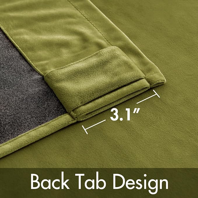 MIULEE Velvet Curtains 52x90 inches 2 Panels Moss Green Blackout Curtains | - Image 3