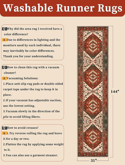 SERISSA 2'6"x12' Washable Non Slip Boho Runner Rug - Image 2