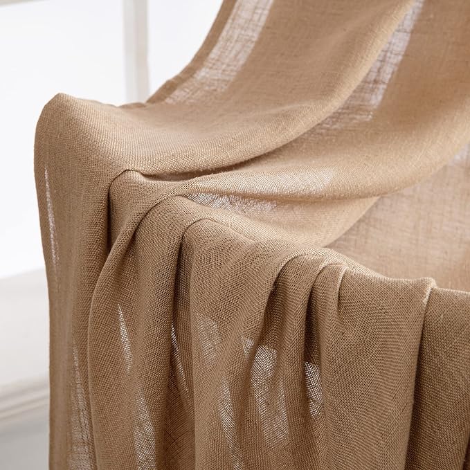 MIULEE Light Brown Linen Curtains 42x63 Inch 2 Panels - Image 6