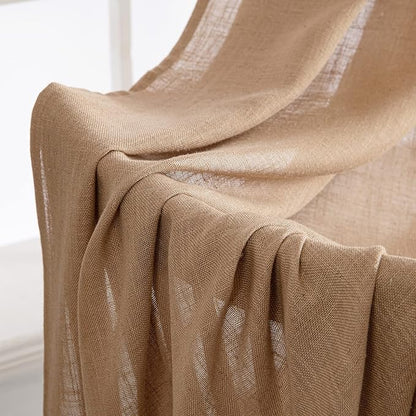 MIULEE Light Brown Linen Curtains 42x63 Inch 2 Panels - Image 6