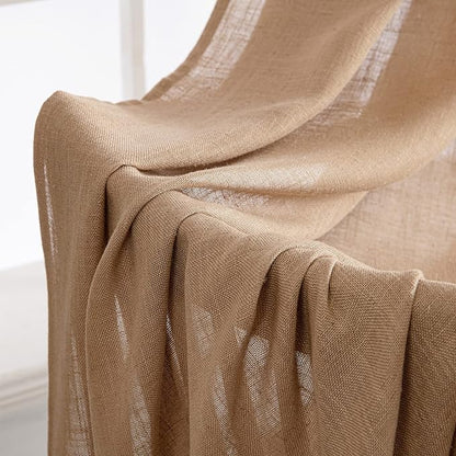 MIULEE Brown Linen Curtains 37x90 Inch Length 2 Panels - Image 6