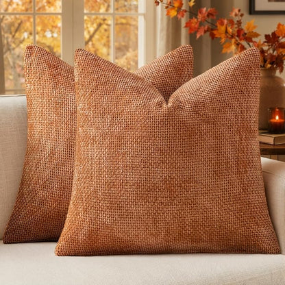 MIULEE Fall Decorative Orange Couch Throw Pillow Covers 18x18 Inch 2 Pack | by MIULEE